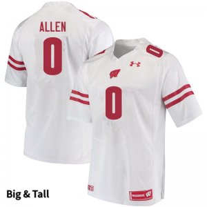 Men's Wisconsin Badgers NCAA #0 Braelon Allen White Authentic Under Armour Big & Tall Stitched College Football Jersey NC31I18NP